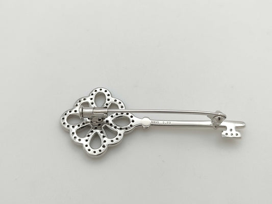 D0.33ct K18WG 4.7g Brooch 