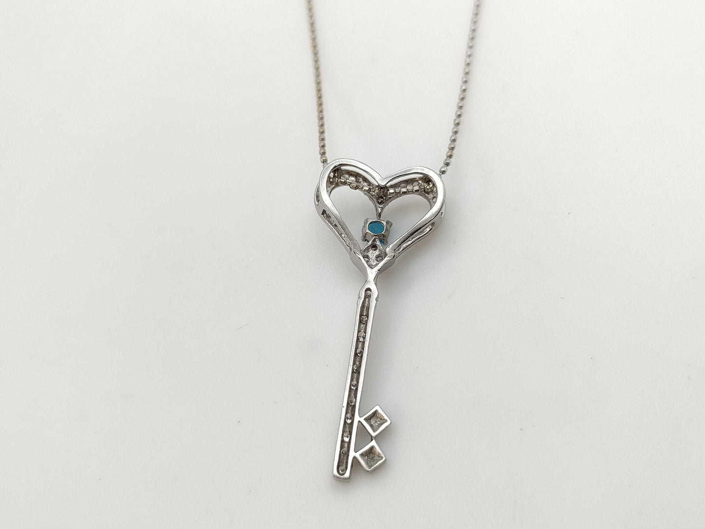 Key Motif Colored Stone 0.088ct D0.25ct K18WG 3.3g Necklace 