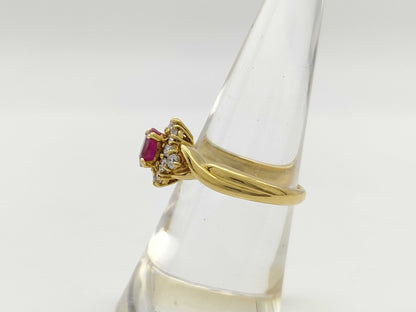 R0.85ct D0.47ct K18 6.0g Ring 