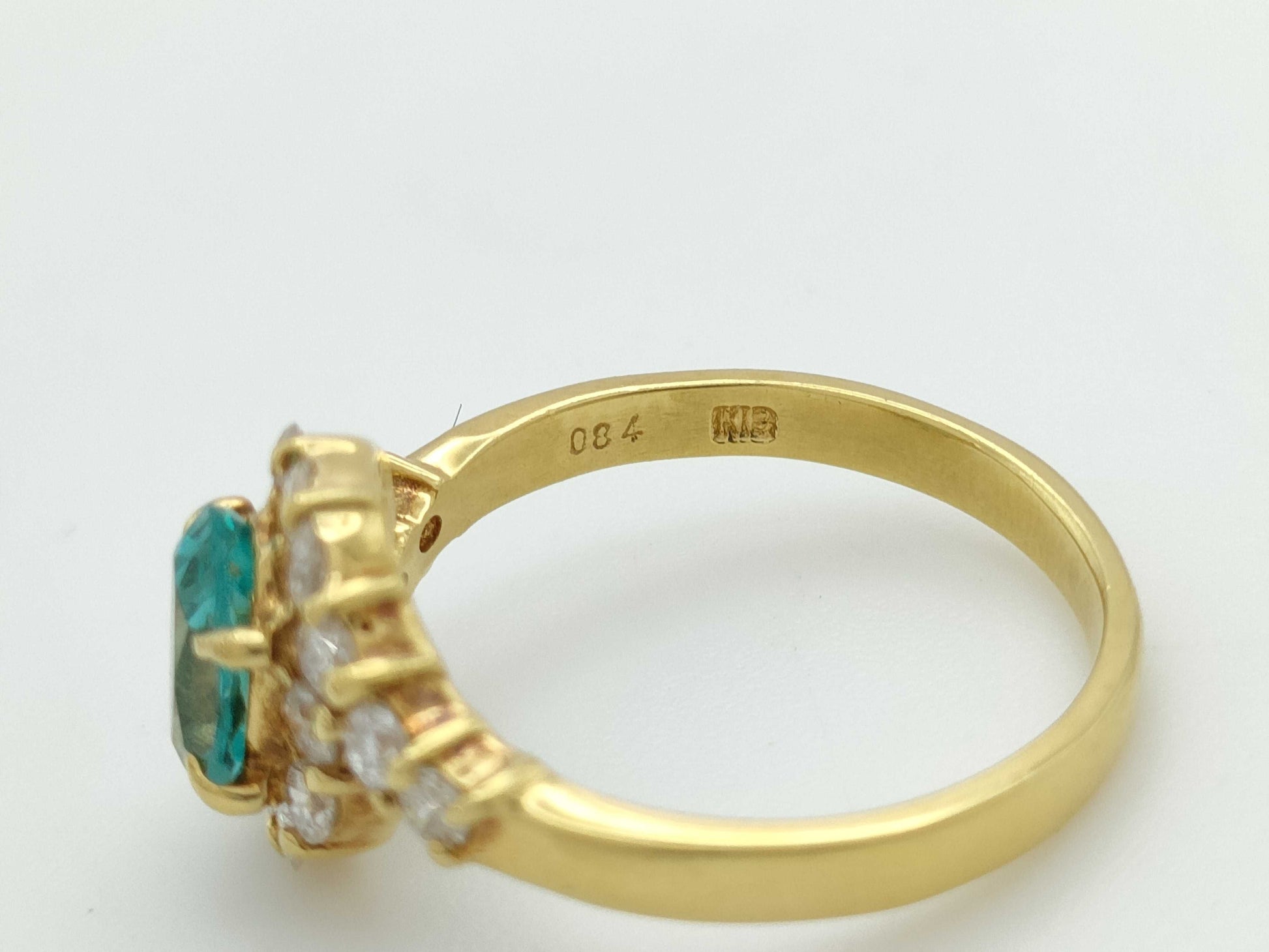 Colored Stone 0.84ct D0.46ct K18 3.3g Ring 