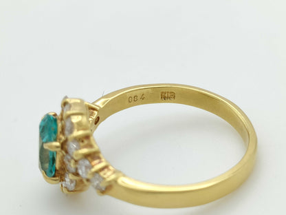 Colored Stone 0.84ct D0.46ct K18 3.3g Ring 