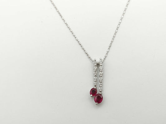 Kashikey R0.78ct R0.49ct D0.50ct K18WG 5.9g Necklace 