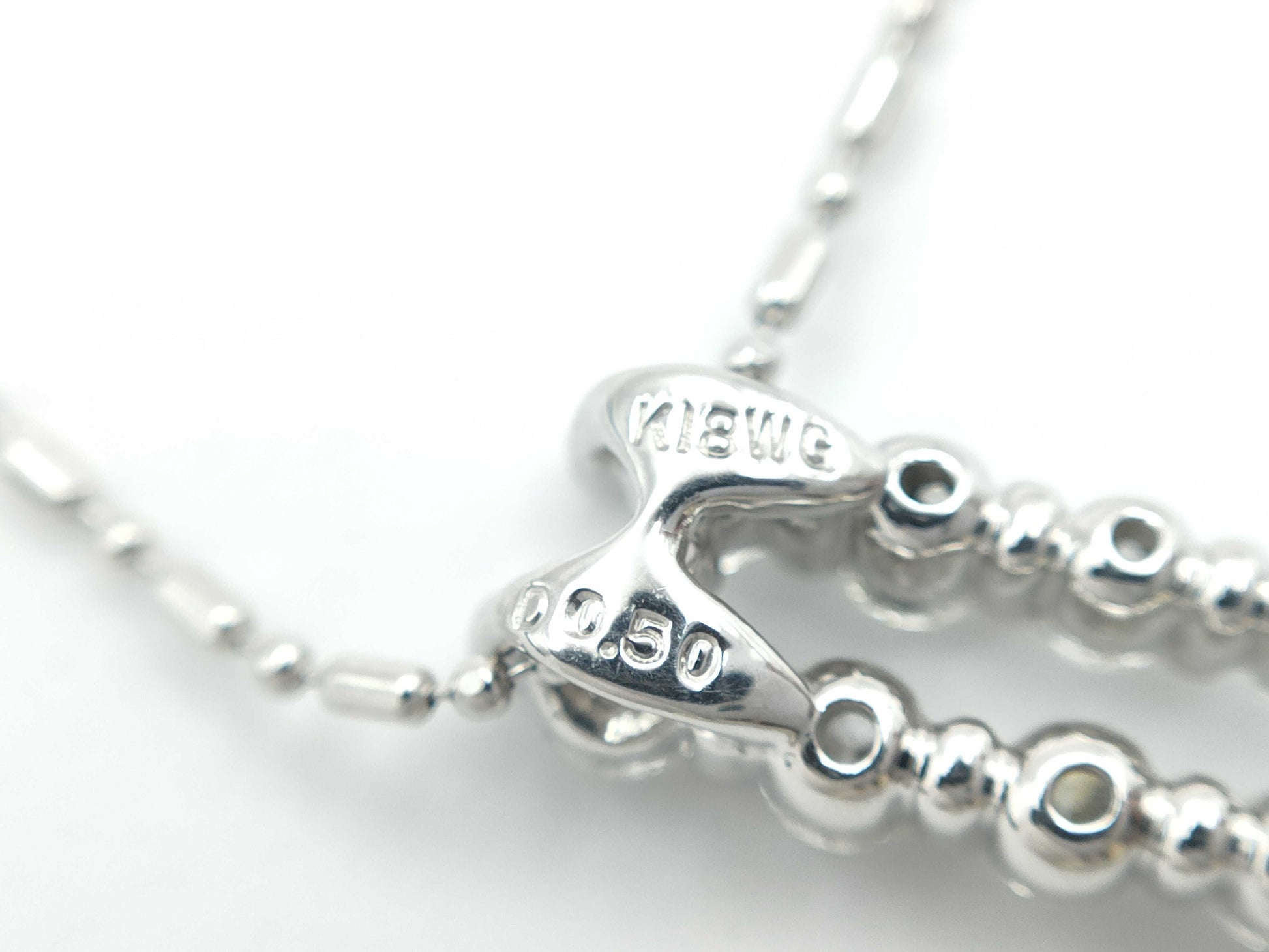 Kashikey R0.78ct R0.49ct D0.50ct K18WG 5.9g Necklace 