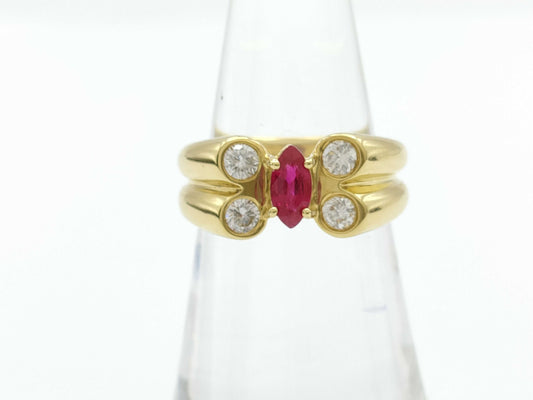 R0.53ct D0.40ct K18 9.7g Ring 