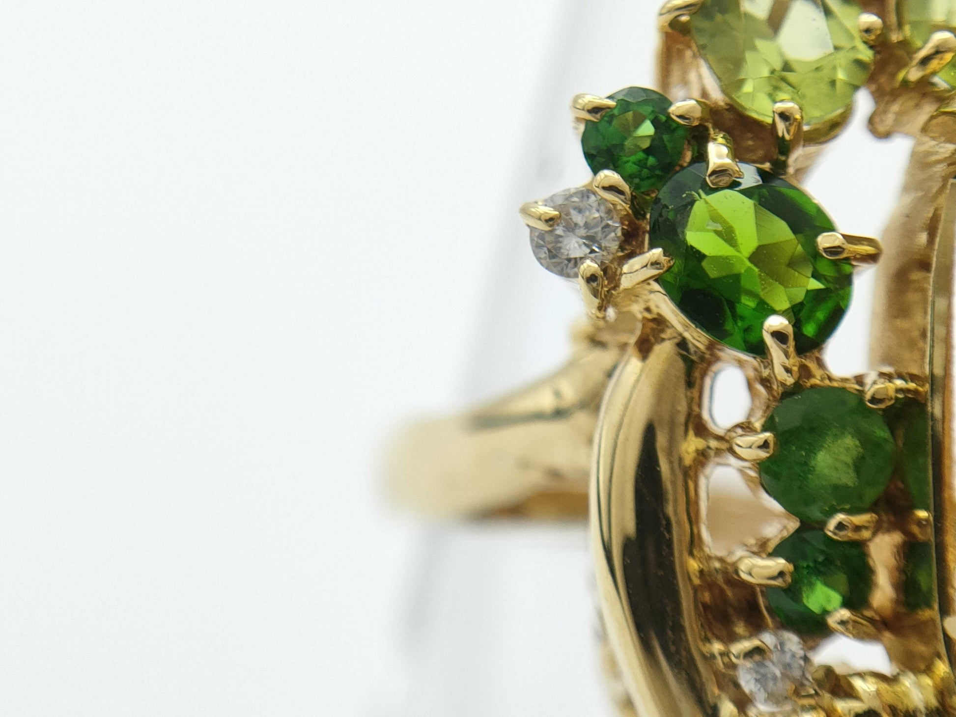 ITZ4.92ct Dipsite Peridot Garnet 2.15ct D0.23ct K18 10.9g Ring 