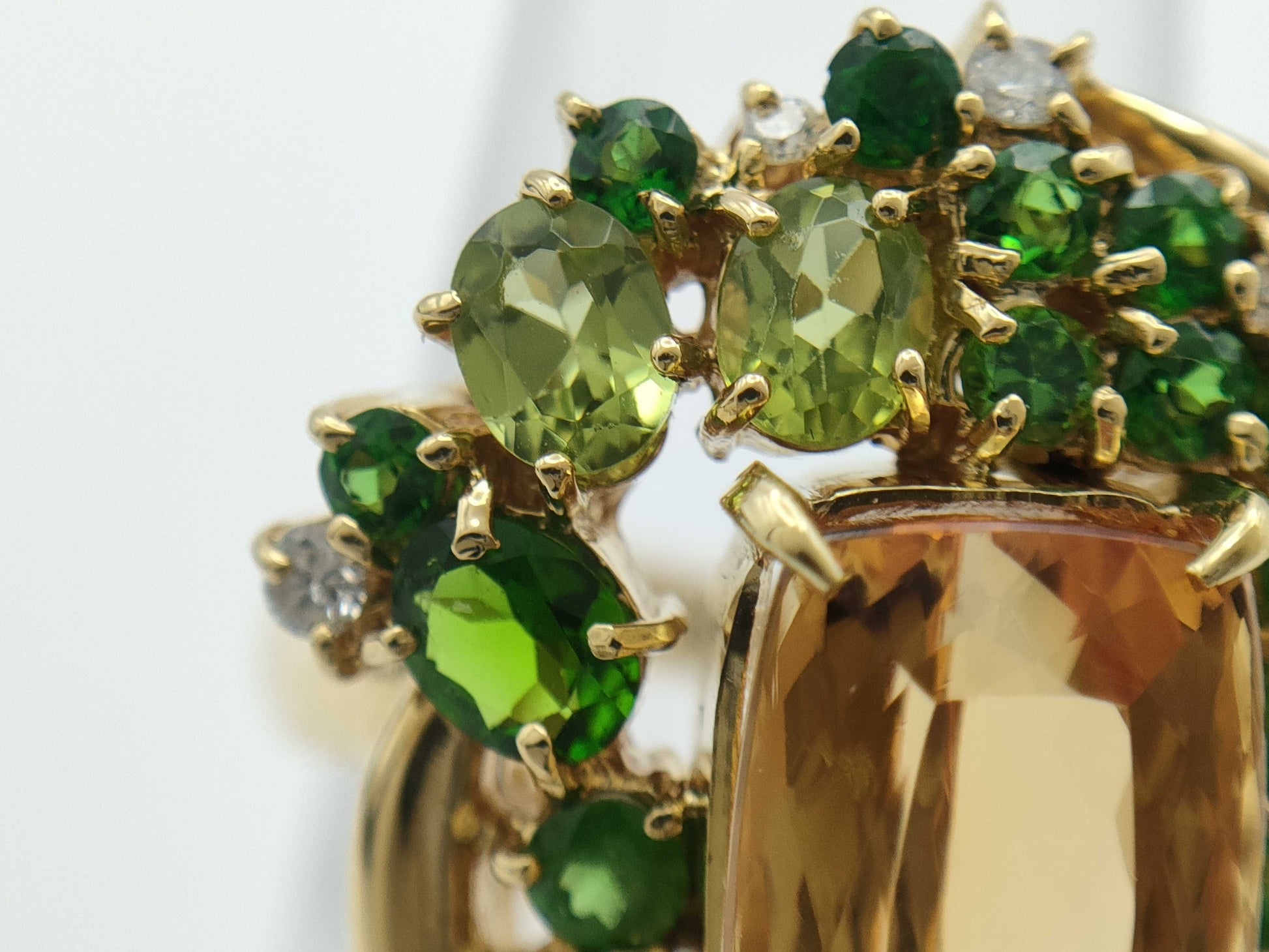 ITZ4.92ct Dipsite Peridot Garnet 2.15ct D0.23ct K18 10.9g Ring 