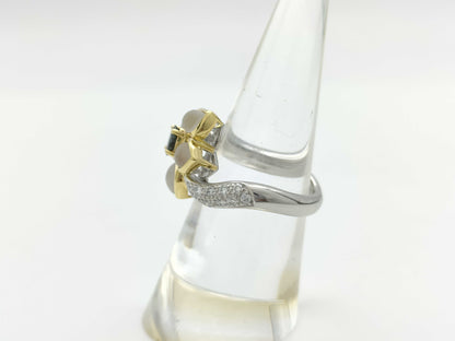 JEWEL STUDIO AX0.30ct QZ1.72ct D0.32ct K18/PT900 8.4g Ring 
