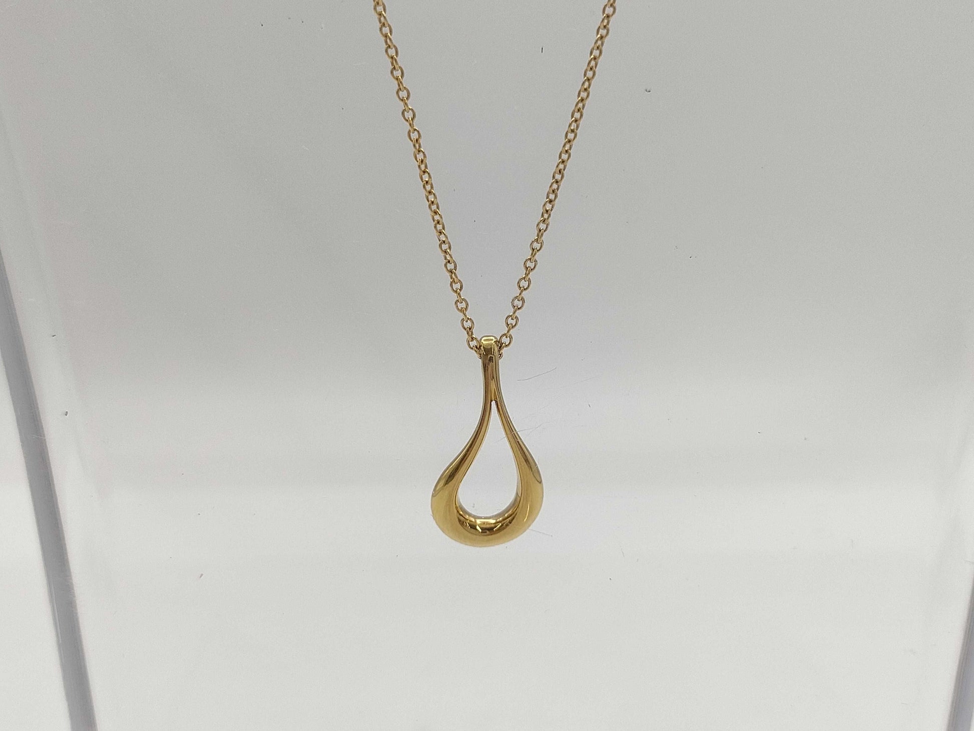 Tiffany&Co. Open Teardrop YG 750 3.8g Necklace 