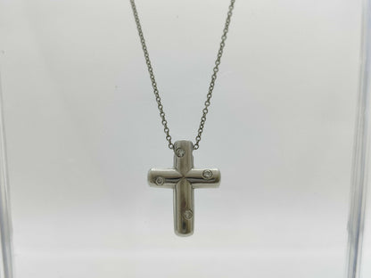 Tiffany&Co. Dots Cross 4PD PT950 6.7g Necklace 