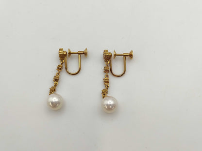 MIKIMOTO Pearl Diameter Approx. 7.9mm/8.0mm Diamond K18 5.3g Earrings 
