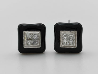 Onyx D0.50ct PT900 8.5g Earrings 