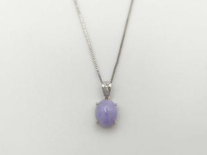 Lavender Jade 3.60ct D0.03ct PT900/850 3.8g Necklace 