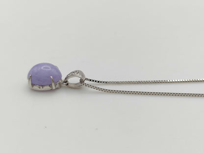 Lavender Jade 3.60ct D0.03ct PT900/850 3.8g Necklace 