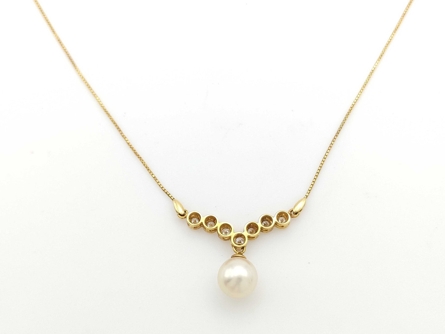 Pearl diameter approx. 8.7mm D0.48ct K18 3.6g necklace 