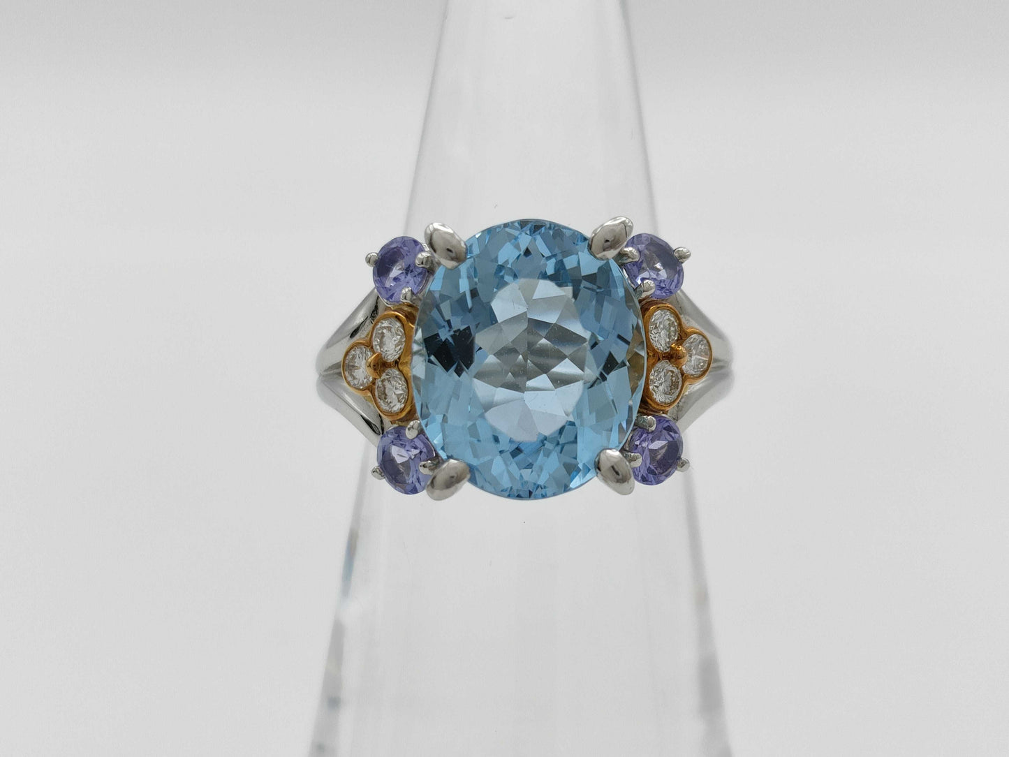 TASAKI AQ4.26ct Tanzanite D0.18ct PT900/K18 11.2g Ring 