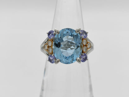 TASAKI AQ4.26ct Tanzanite D0.18ct PT900/K18 11.2g Ring 