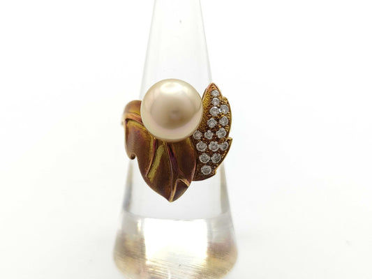 Pearl diameter approx. 10.3mm D0.32ct K18 9.8g ring 