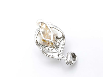 Pearl Diameter Approx. 5.3-7.6mm D0.18ct K14WG 6.6g Pendant Top 