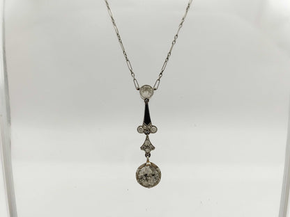 Colored Stone Transparent Stone PT900 Diamond 4.2g Necklace 