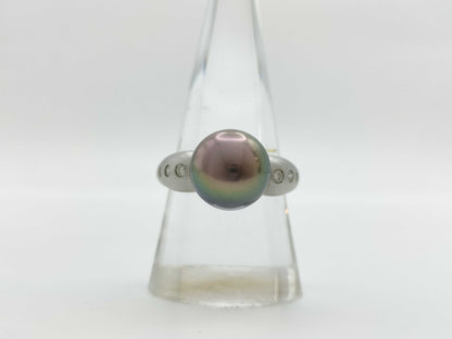 Black Butterfly Pearl Diameter Approx. 11.0mm D0.17ct PT900 7.9g Ring 