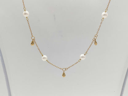 Station Pearl Diameter Approx. 4.5mm-4.8mm D0.05ct K18 3.0g Necklace 