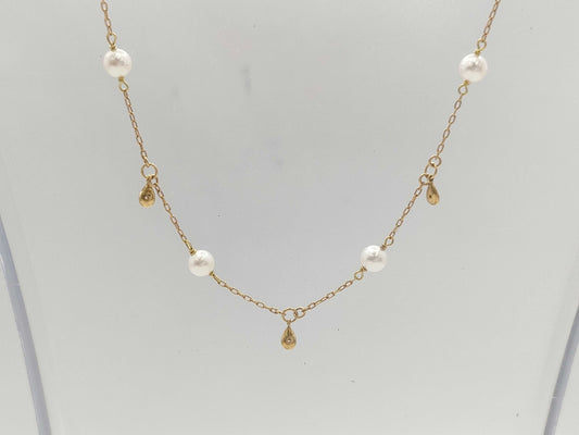 Station Pearl Diameter Approx. 4.5mm-4.8mm D0.05ct K18 3.0g Necklace 