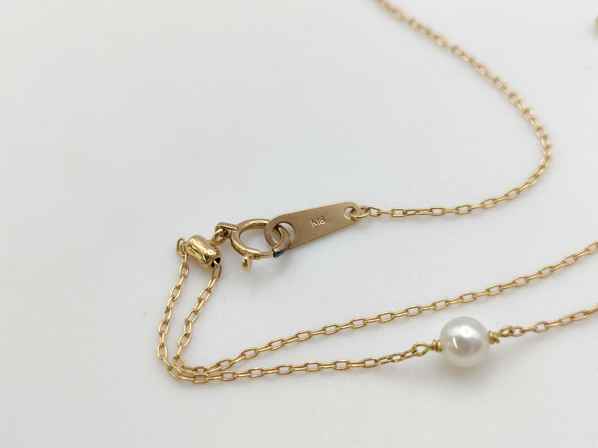 Station Pearl Diameter Approx. 4.5mm-4.8mm D0.05ct K18 3.0g Necklace 
