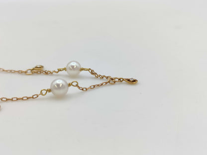 Station Pearl Diameter Approx. 4.5mm-4.8mm D0.05ct K18 3.0g Necklace 