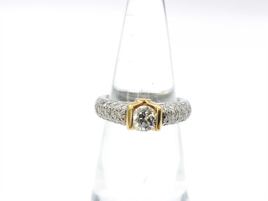 D0.43ct/0.42ct PT900/K18 7.4g Ring 