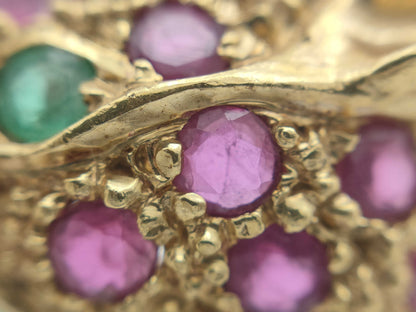 Panther Motif Colored Stone R1.20ct Diamond K18 5.9g Ring 