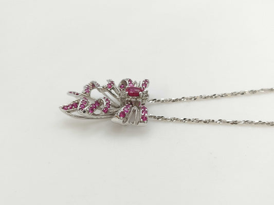 R0.18ct S0.30ct D0.08ct K18WG 4.6g Necklace 