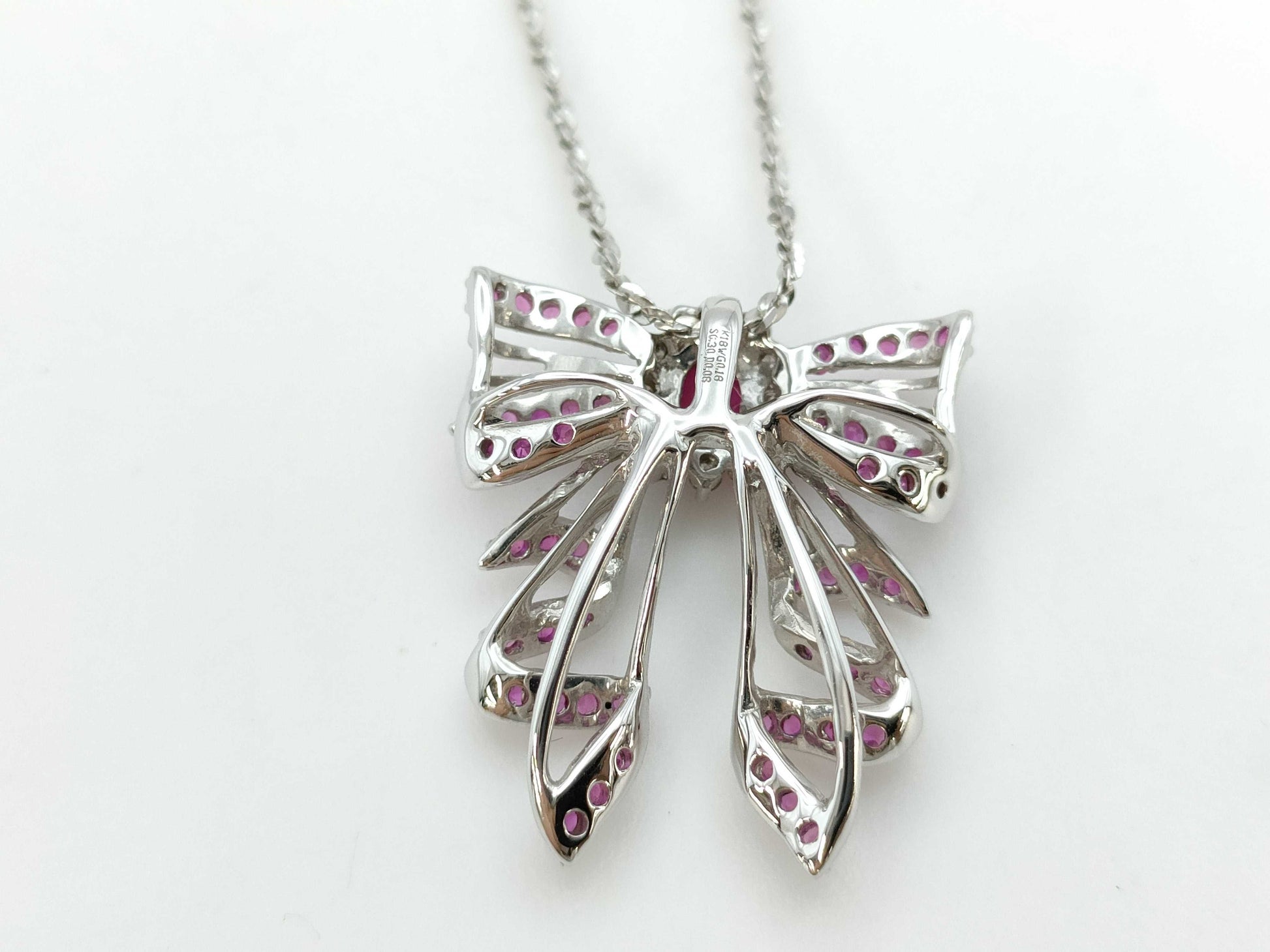 R0.18ct S0.30ct D0.08ct K18WG 4.6g Necklace 