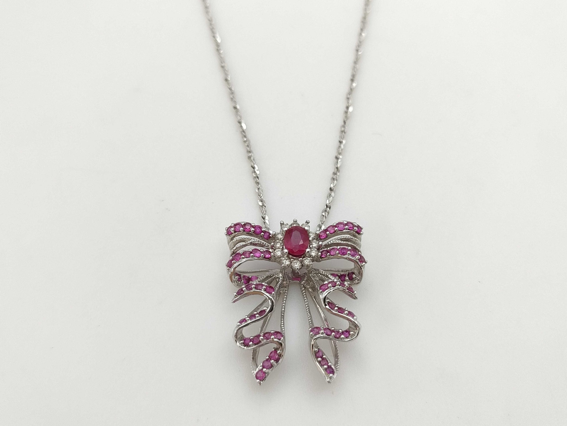 R0.18ct S0.30ct D0.08ct K18WG 4.6g Necklace 