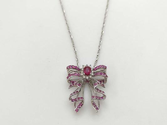 R0.18ct S0.30ct D0.08ct K18WG 4.6g Necklace 