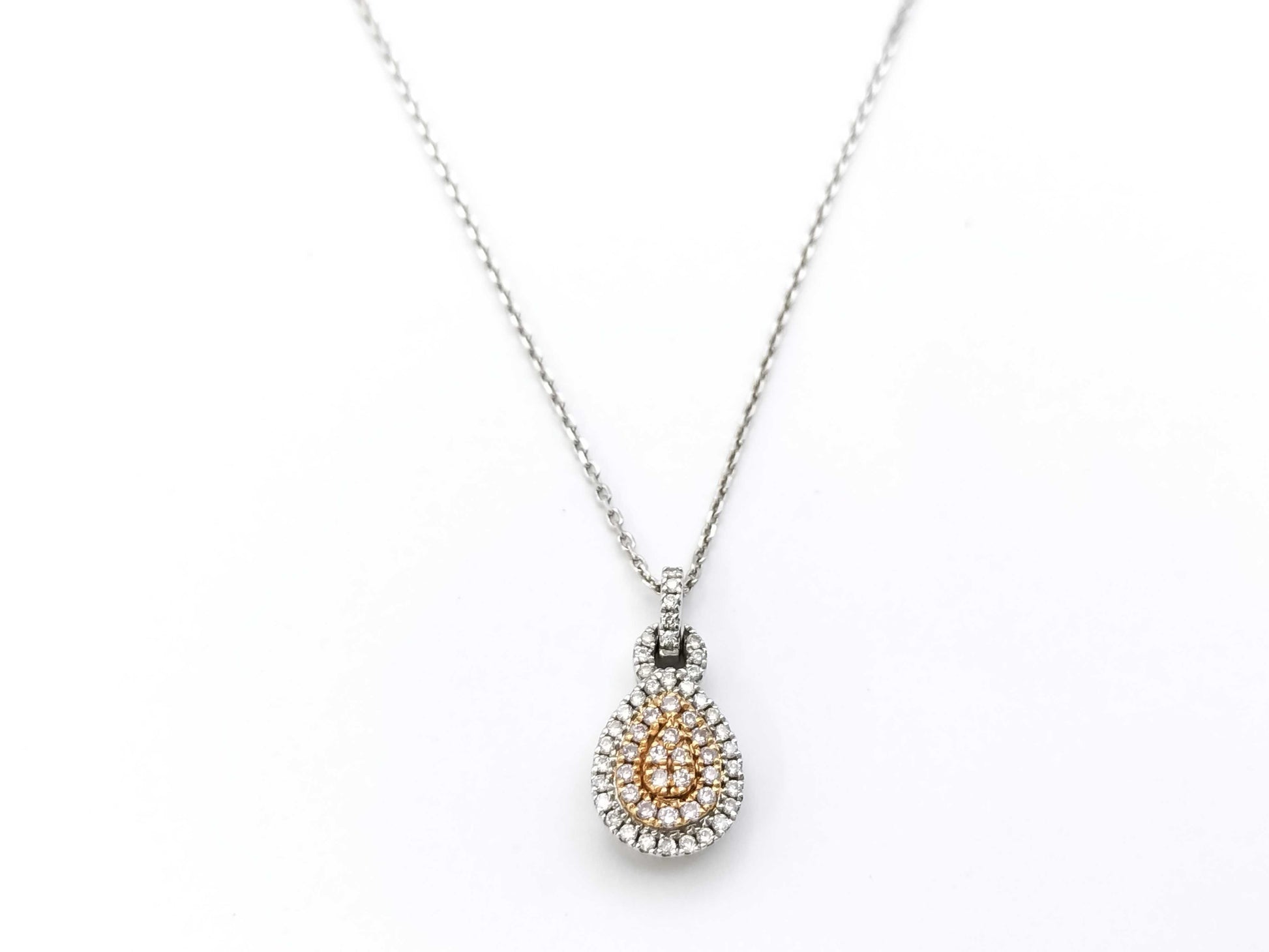 PD0.08ct D0.10ct K18/K18WG 2.8g Necklace 