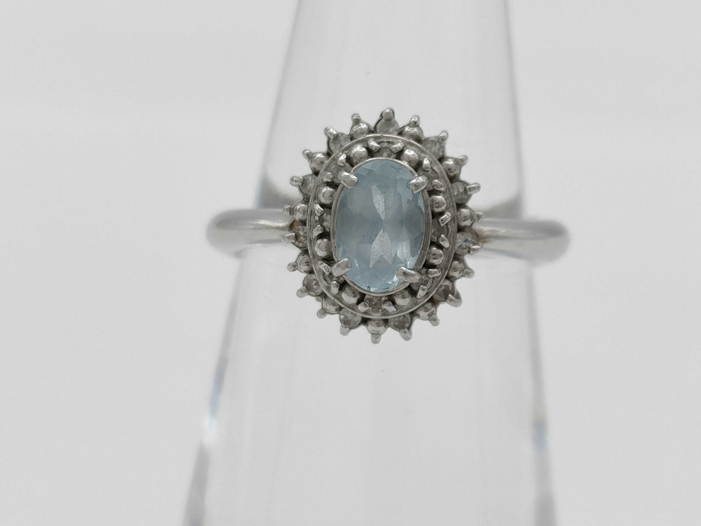 Aquamarine Diamond PT900 5.9g Ring 