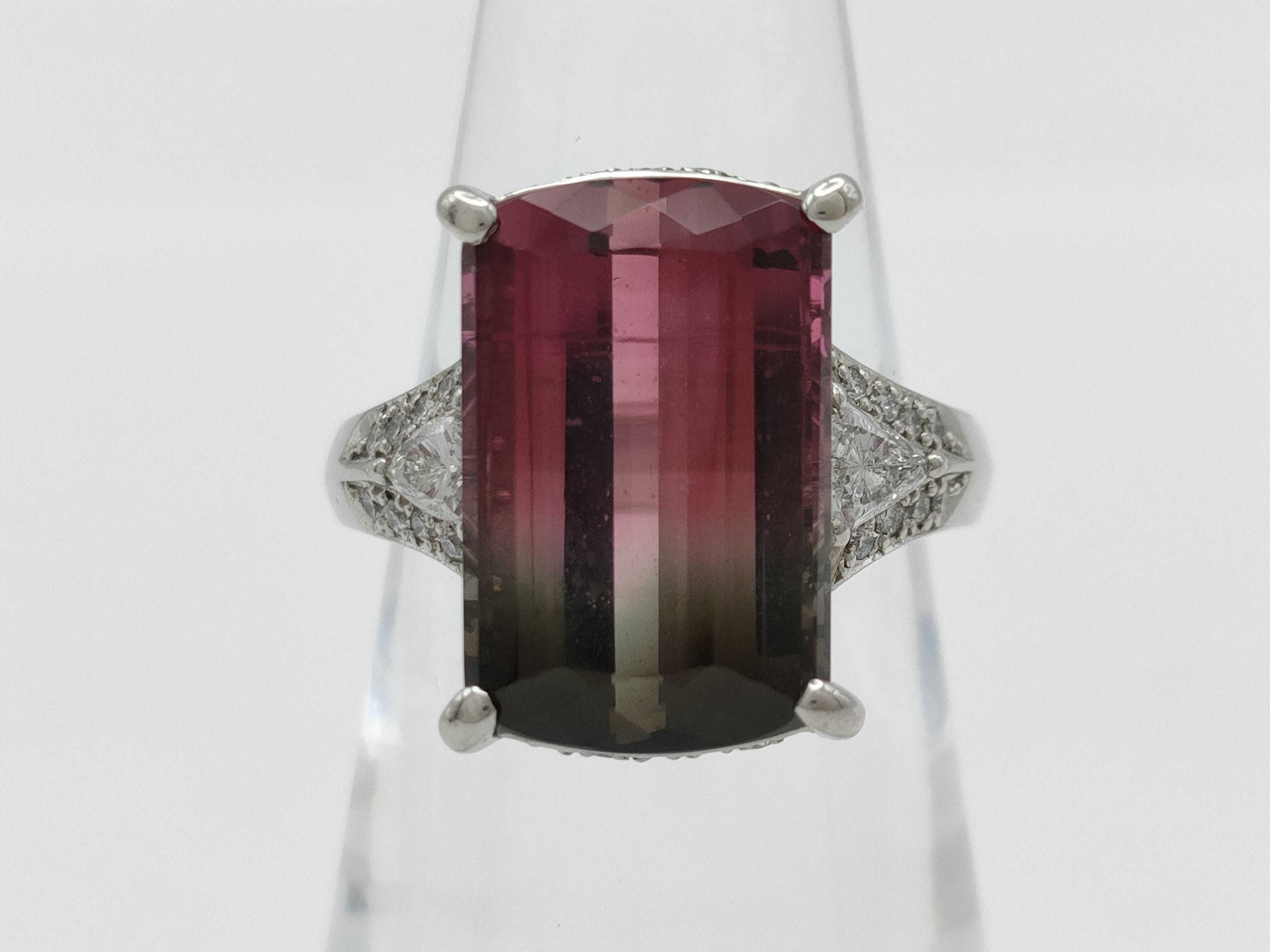 Bicolor Tourmaline 8.70ct D0.52ct PT900 11.4g Ring 