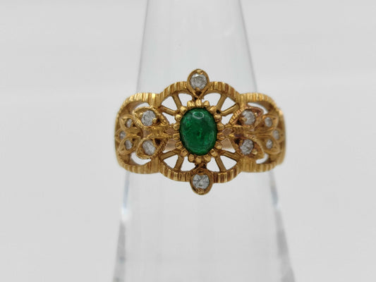 Cabochon Emerald D0.16ct K18 4.1g Ring 