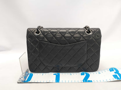 CHANEL Double Flap Silver Hardware Matelasse Chain Shoulder Bag with Sticker and Card
