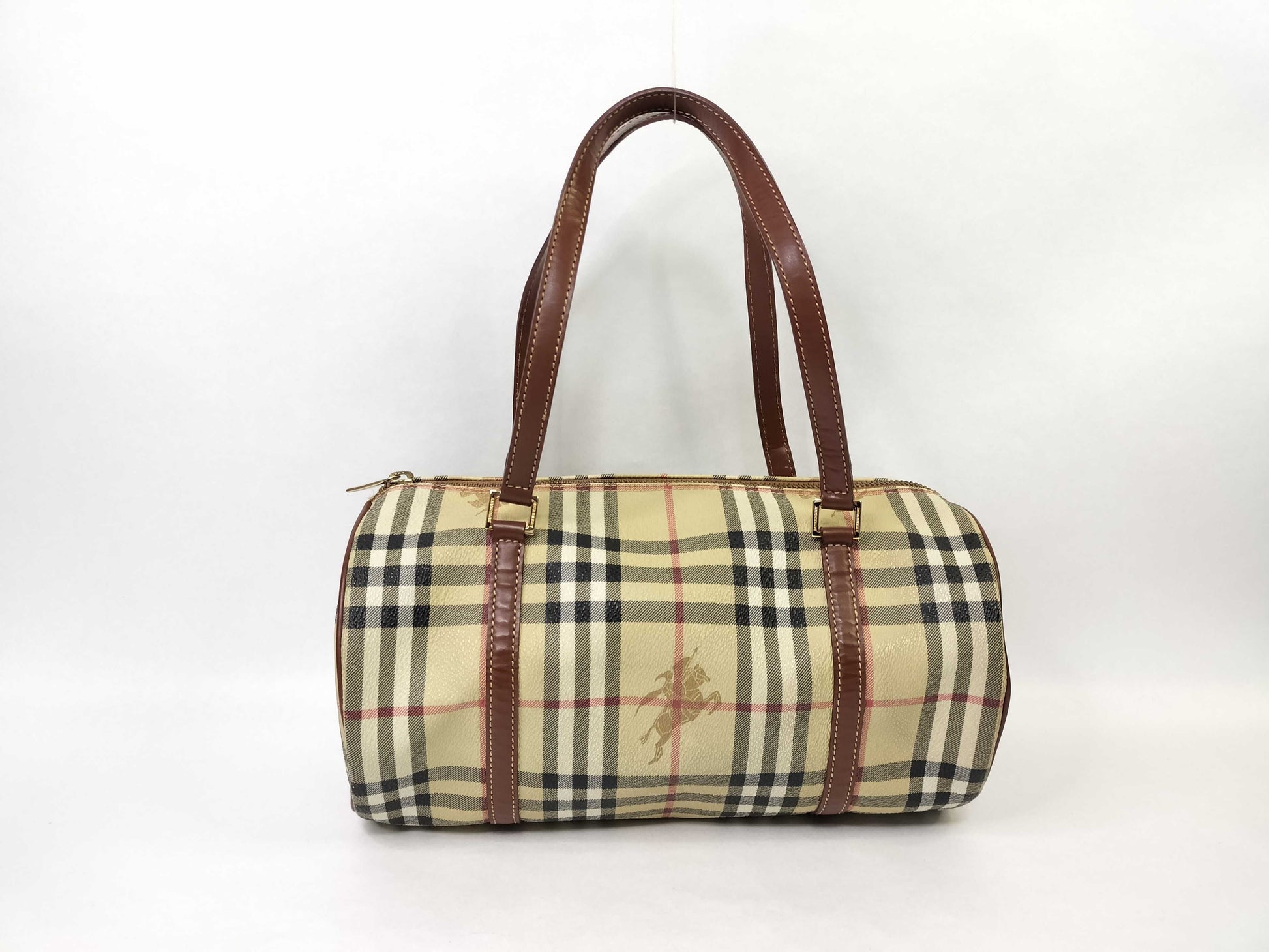 BURBERRY Nova Check PVC x Leather Handbag