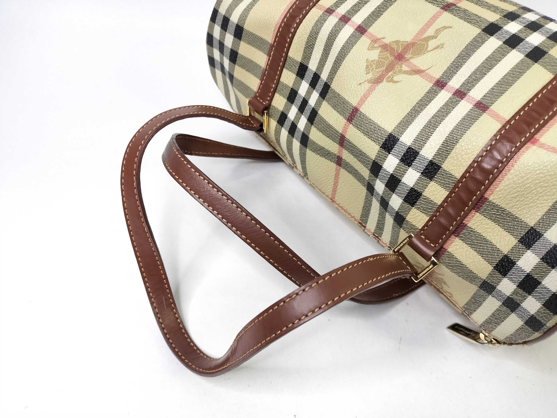 BURBERRY Nova Check PVC x Leather Handbag