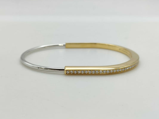 Tiffany & Co. Lock d1.28ct YG/WG Au750 18.9g Bracelet Bangle 