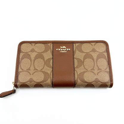 COACH COACH Accordion Zip Wallet Signature Canvas Round Zipper Long Wallet Wallet