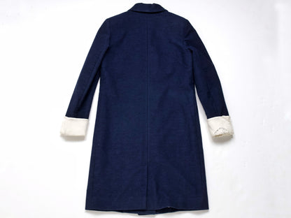 CHANEL CC Button Embroidered Lining Navy Size 38 Coat