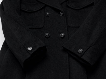 CHANEL 1997 Wool Quilted Lining Black Coat Size 38