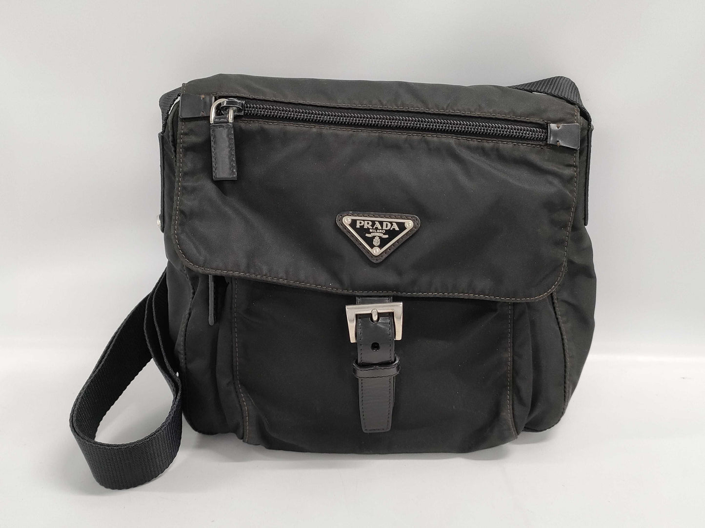 PRADA Triangle Logo Leather Belt Shoulder Bag