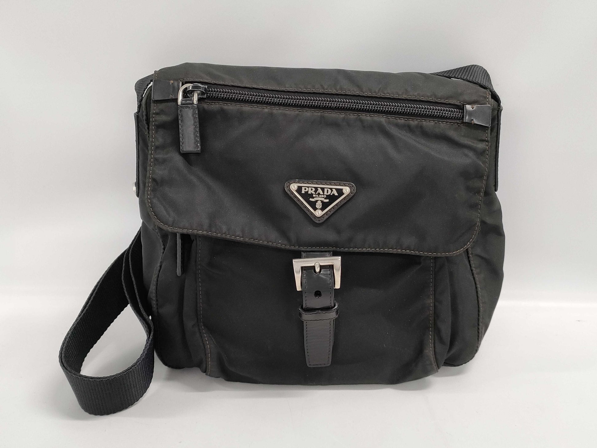 PRADA Triangle Logo Leather Belt Shoulder Bag
