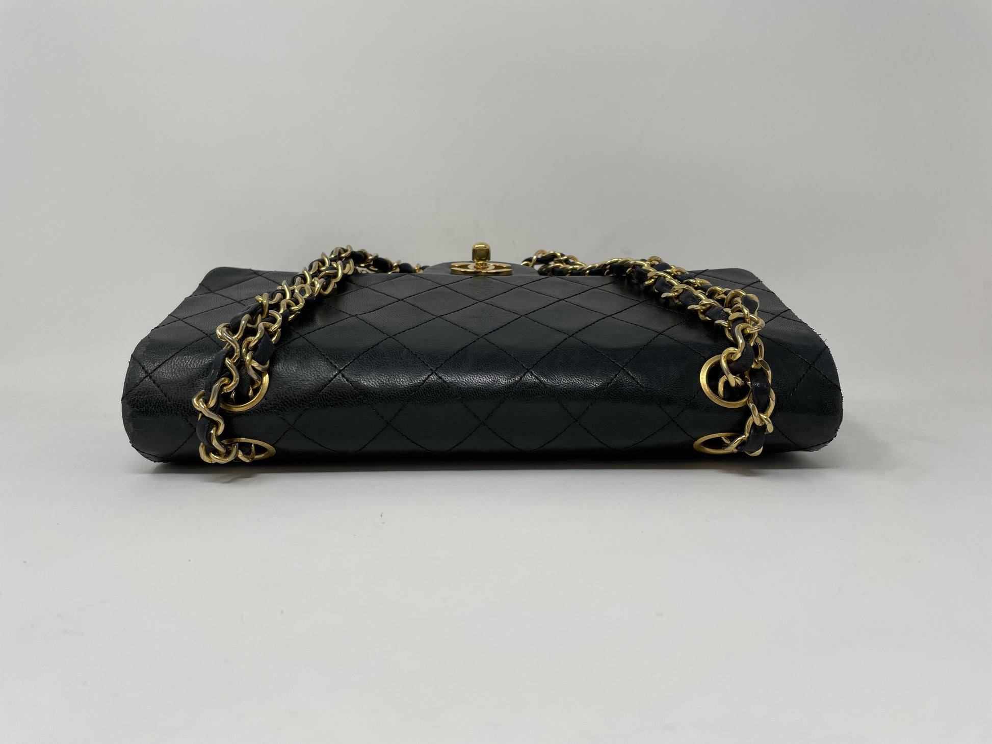 CHANEL CHANEL Matelasse Shoulder Bag, Lambskin, Double Flap, Gold Hardware, Turn Lock Shoulder Bag