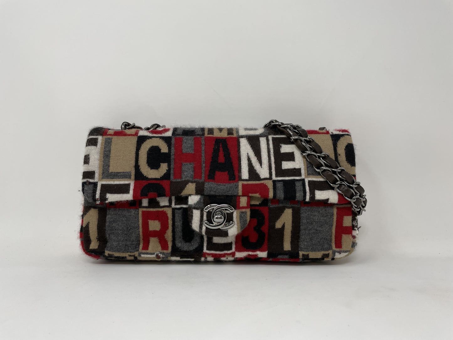 CHANEL CHANEL Wool Multicolor Turnlock Shoulder Bag