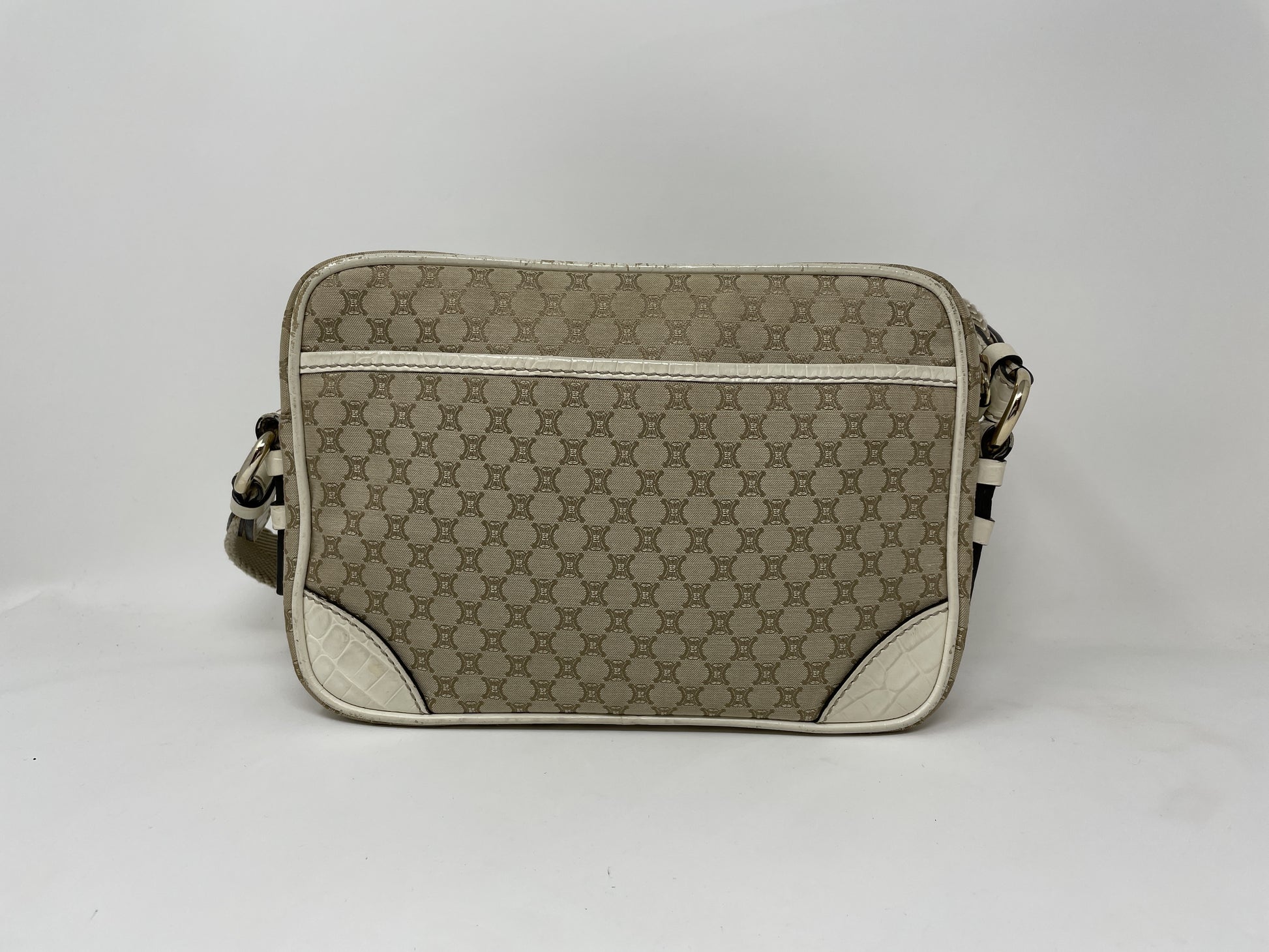 CELINE CELINE Shoulder Bag Macadam Crocodile Embossed Canvas Leather Shoulder Bag